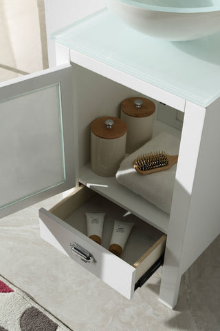 Image of 18.5" WHITE COLOR WOOD SINK VANITY WITH GLASS TOP-NO FAUCET WH5518-W