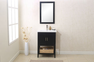 24" ESPRESSO SINK VANITY WITH MIRROR, UPC FAUCET AND BASKET WLF6021-E