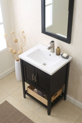 Image of 24" ESPRESSO SINK VANITY WITH MIRROR, UPC FAUCET AND BASKET WLF6021-E
