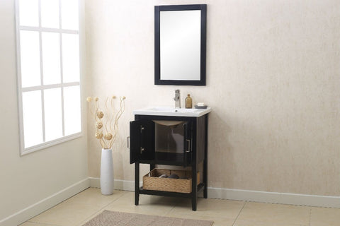 Image of 24" ESPRESSO SINK VANITY WITH MIRROR, UPC FAUCET AND BASKET WLF6021-E