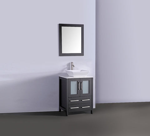 Image of 24" ESPRESSO SOLID WOOD SINK VANITY WITH MIRROR WA7824E