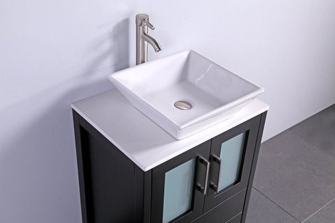Image of 24" ESPRESSO SOLID WOOD SINK VANITY WITH MIRROR WA7824E