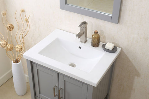 Image of 24" GRAY SINK VANITY WITH MIRROR, UPC FAUCET AND BASKET WLF6021-G