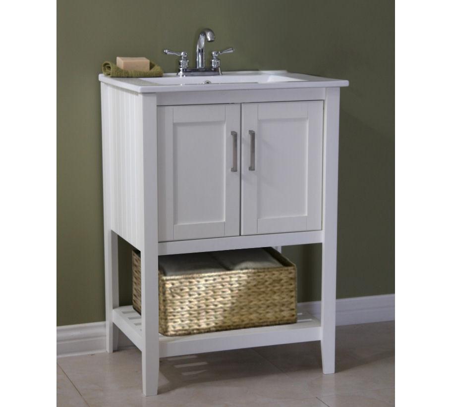 24" SINK VANITY WITH BASKET WITHOUT FAUCET WLF6020-W-BS