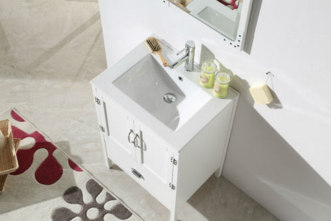 24" WHITE COLOR WOOD SINK VANITY WITH CERAMIC TOP-NO FAUCET WH5624-W