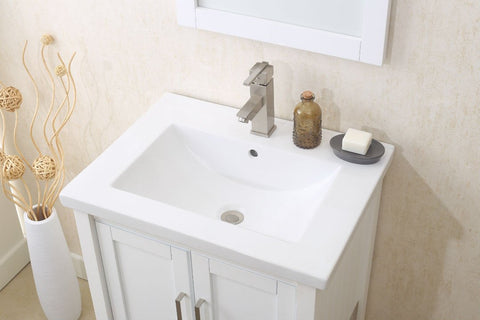 Image of 24" WHITE SINK VANITY WITH MIRROR, UPC FAUCET AND BASKET WLF6021-W
