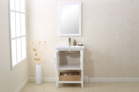 Image of 24" WHITE SINK VANITY WITH MIRROR, UPC FAUCET AND BASKET WLF6021-W