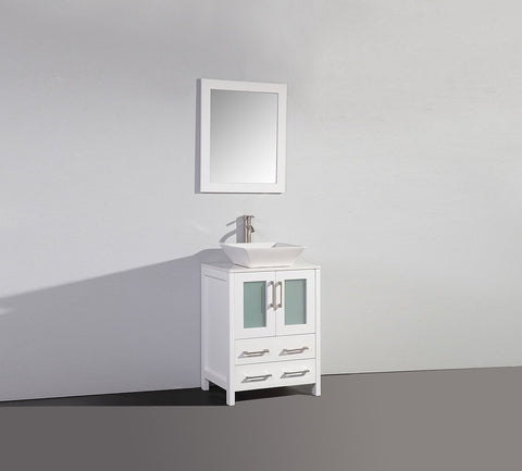 Image of 24" WHITE SOLID WOOD SINK VANITY WITH MIRROR WA7824W