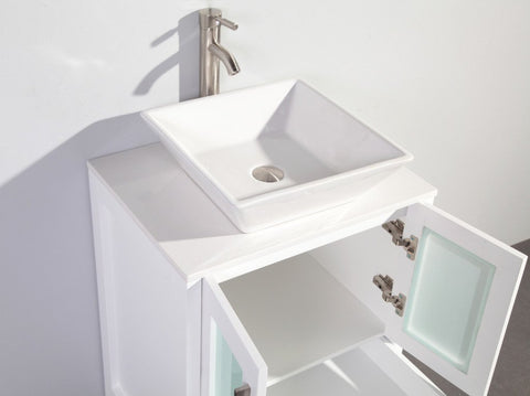 Image of 24" WHITE SOLID WOOD SINK VANITY WITH MIRROR WA7824W