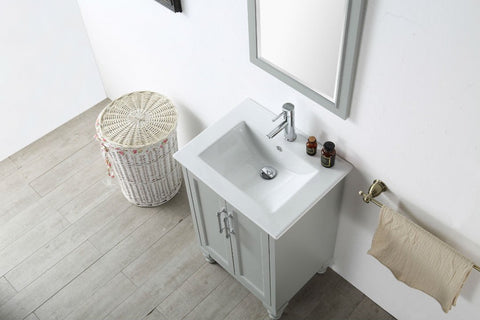 Image of 24" WOOD SINK VANITY WITH CERAMIC TOP-NO FAUCET IN COOL GREY WH7524-CG