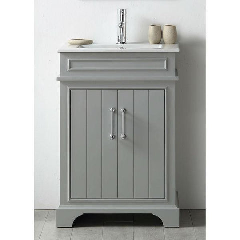 Image of 24" WOOD SINK VANITY WITH CERAMIC TOP-NO FAUCET IN COOL GREY WH7724-CG