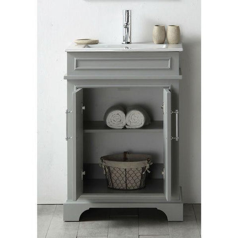 Image of 24" WOOD SINK VANITY WITH CERAMIC TOP-NO FAUCET IN COOL GREY WH7724-CG