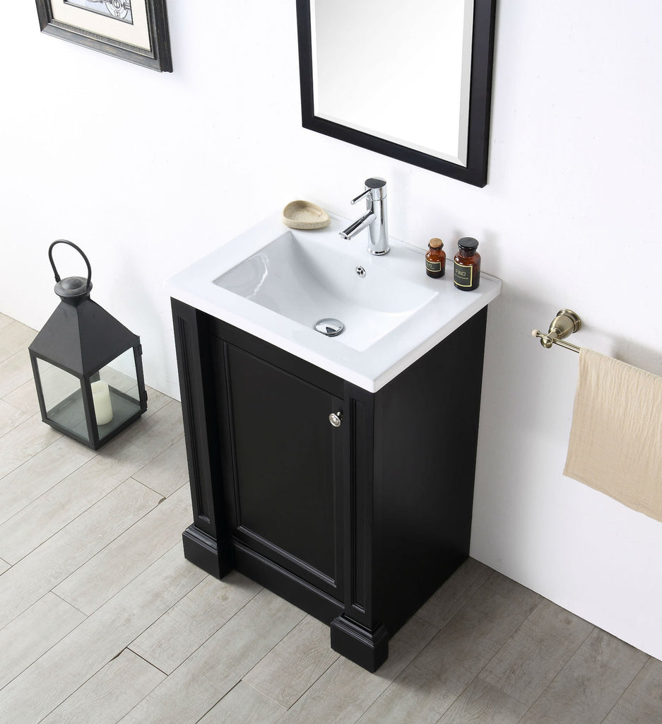 24" WOOD SINK VANITY WITH CERAMIC TOP-NO FAUCET IN ESPRESSO WH7124-E