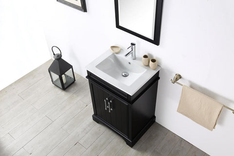 Image of 24" WOOD SINK VANITY WITH CERAMIC TOP-NO FAUCET IN ESPRESSO WH7724-E