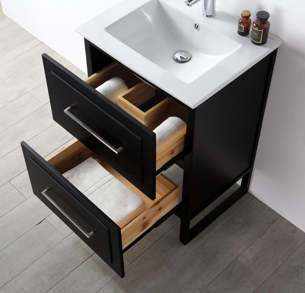 24" WOOD SINK VANITY WITH CERAMIC TOP-NO FAUCET IN ESPRESSO WH7824-E