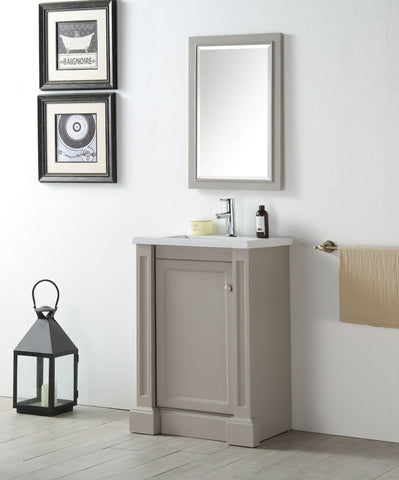 Image of 24" WOOD SINK VANITY WITH CERAMIC TOP-NO FAUCET IN WARM GREY WH7124-WG