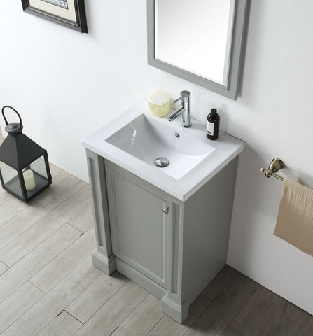 Image of 24" WOOD SINK VANITY WITH CERAMIC TOP-NO FAUCET WH7124-CG