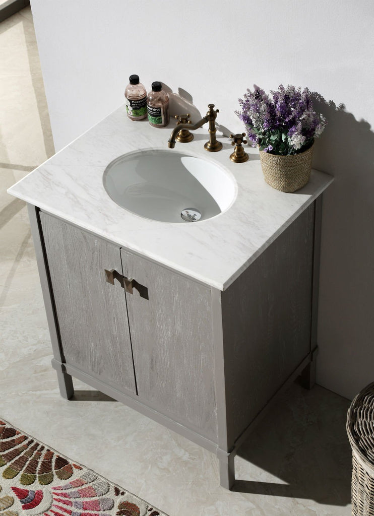 30" GRAY COLOR SOLID WOOD SINK VANITY WITH MARBLE TOP-NO FAUCET WH5330-GR