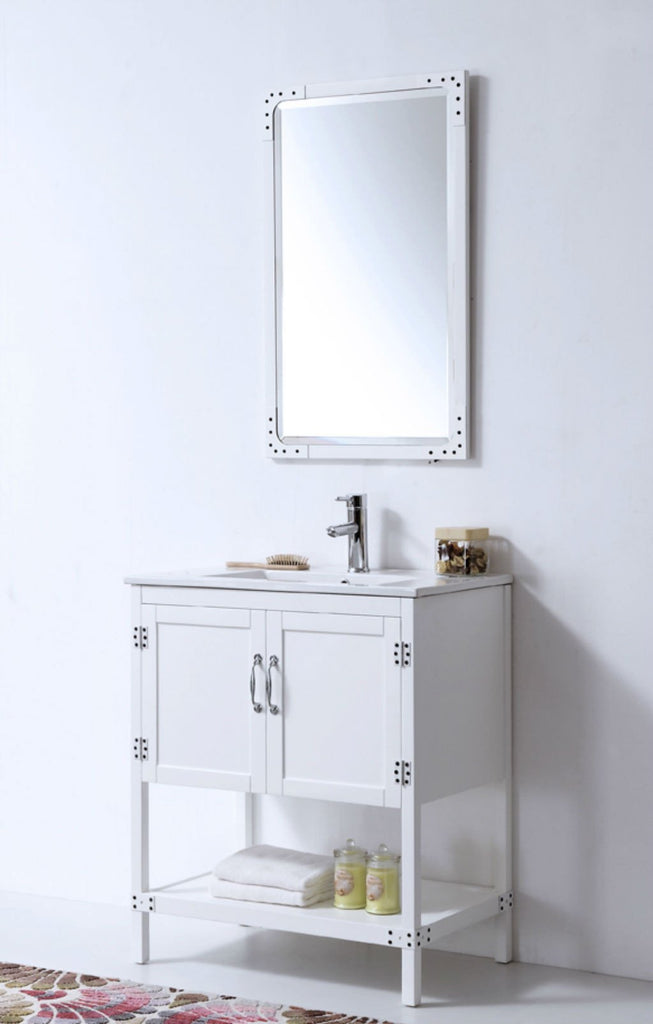 30" WHITE COLOR WOOD SINK VANITY WITH CERAMIC TOP-NO FAUCET WH5930-W