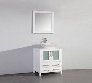 30" WHITE SOLID WOOD SINK VANITY WITH MIRROR WA7830W