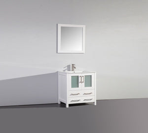 30" WHITE SOLID WOOD SINK VANITY WITH MIRROR WA7930W