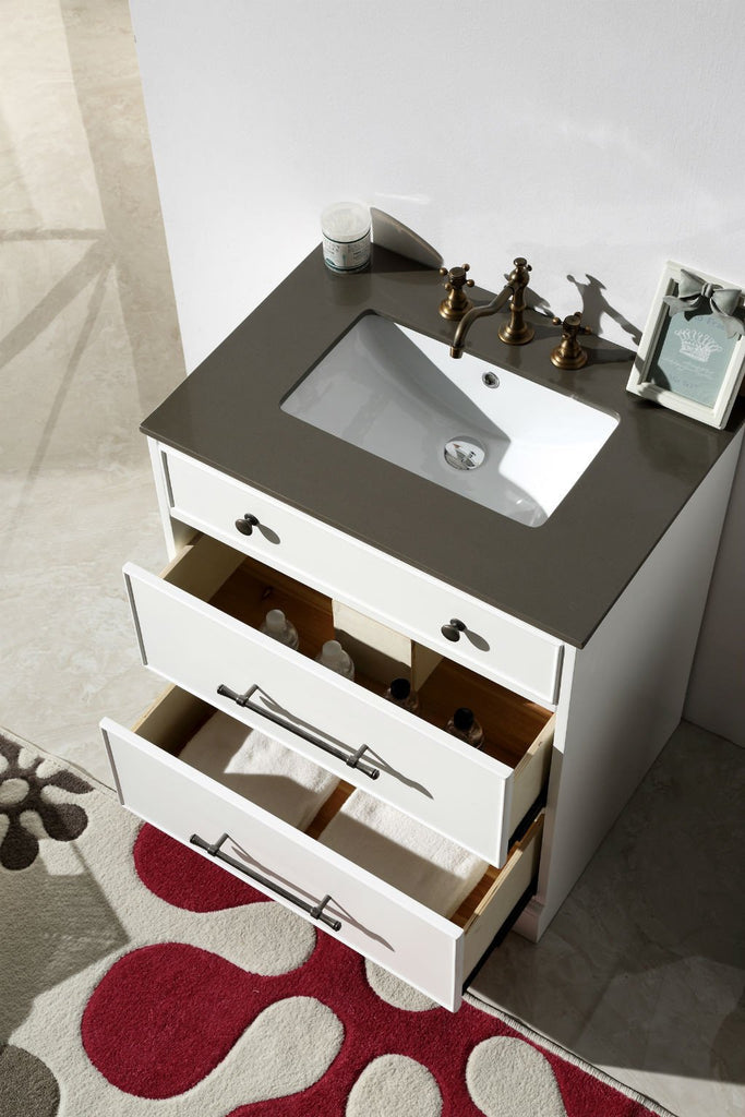 30" WOOD SINK VANITY WITH ARTIFICIAL STONE TOP-NO FAUCET WH6230