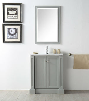 30" WOOD SINK VANITY WITH CERAMIC TOP-NO FAUCET IN COOL GREY WH7130-CG