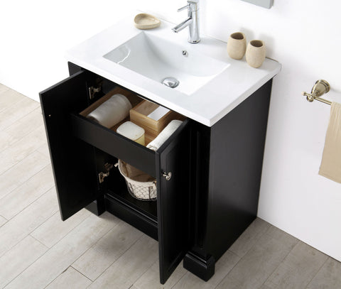 Image of 30" WOOD SINK VANITY WITH CERAMIC TOP-NO FAUCET IN ESPRESSO WH7130-E