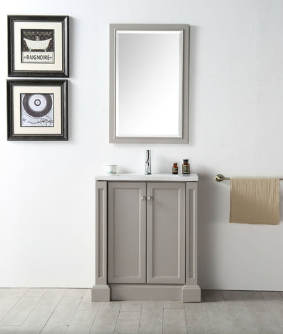 Image of 30" WOOD SINK VANITY WITH CERAMIC TOP-NO FAUCET IN WARM GREY WH7130-WG