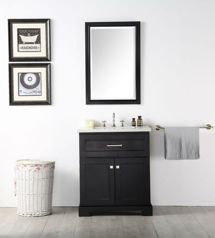 Image of 30" WOOD SINK VANITY WITH QUARTZ OP-NO FAUCET IN ESPRESSO WH7630-E