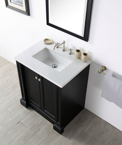 Image of 30" WOOD SINK VANITY WITH QUARTZ TOP-NO FAUCET IN ESPRESSO WH7230-E