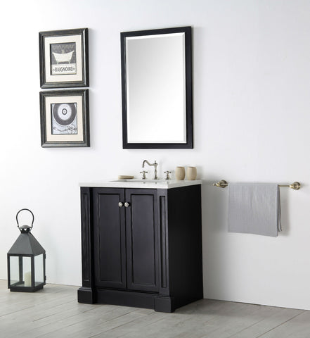 Image of 30" WOOD SINK VANITY WITH QUARTZ TOP-NO FAUCET IN ESPRESSO WH7230-E