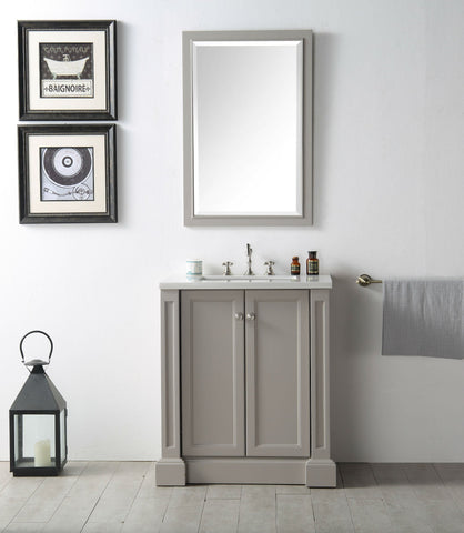 Image of 30" WOOD SINK VANITY WITH QUARTZ TOP-NO FAUCET IN WARM GREY WH7230-WG