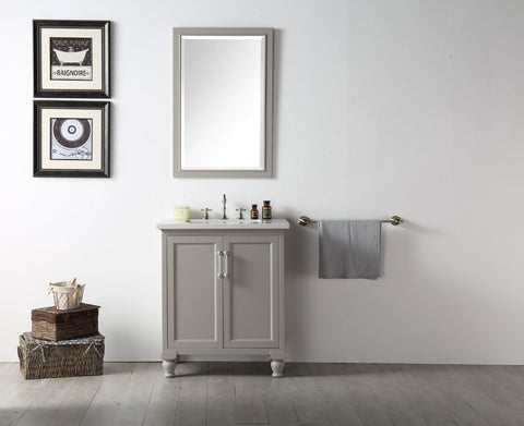 Image of 30" WOOD SINK VANITY WITH QUARTZ TOP-NO FAUCET IN WARM GREY WH7530-WG