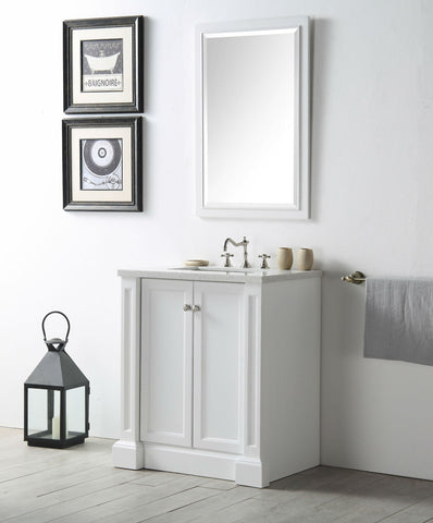 Image of 30" WOOD SINK VANITY WITH QUARTZ TOP-NO FAUCET IN WHITE WH7230-W