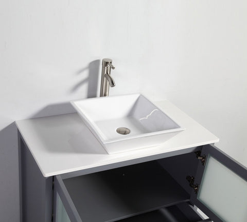 Image of 36" DARK GREY SOLID WOOD SINK VANITY WITH MIRROR WA7836DG