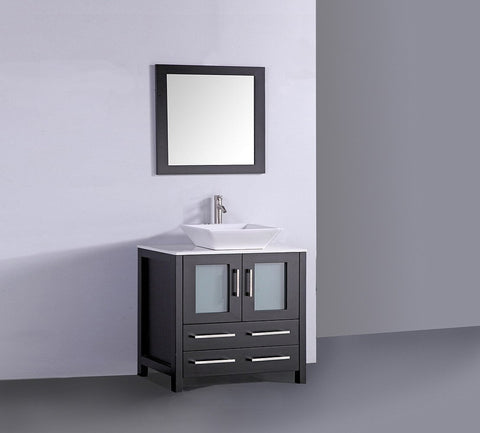Image of 36" ESPRESSO SOLID WOOD SINK VANITY WITH MIRROR WA7836E