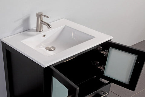 Image of 36" ESPRESSO SOLID WOOD SINK VANITY WITH MIRROR WA7936E