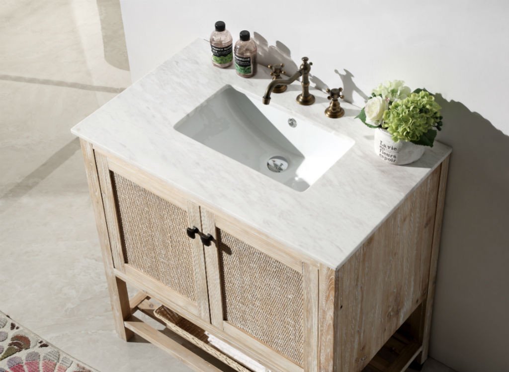 36" SOLID WOOD SINK VANITY WITH MARBLE TOP-NO FAUCET WH5136