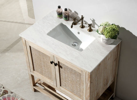 Image of 36" SOLID WOOD SINK VANITY WITH MARBLE TOP-NO FAUCET WH5136