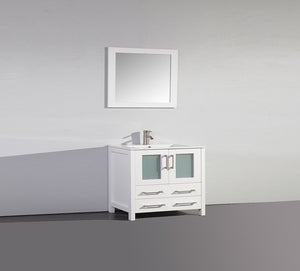 36" WHITE SOLID WOOD SINK VANITY WITH MIRROR WA7936W