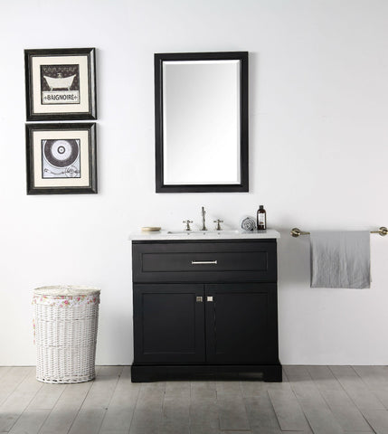 Image of 36" WOOD SINK VANITY WITH QUARTZ OP-NO FAUCET IN ESPRESSO WH7636-E
