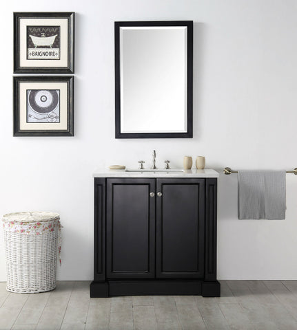 Image of 36" WOOD SINK VANITY WITH QUARTZ TOP-NO FAUCET IN ESPRESSO WH7236-E