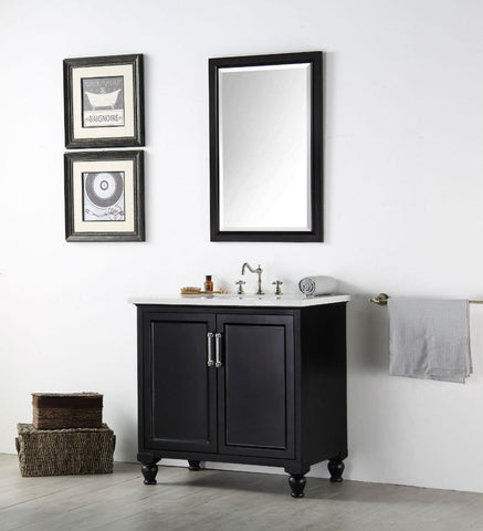Image of 36" WOOD SINK VANITY WITH QUARTZ TOP-NO FAUCET IN ESPRESSO WH7536-E