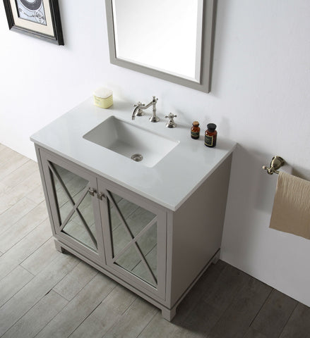 Image of 36" WOOD SINK VANITY WITH QUARTZ TOP-NO FAUCET IN WARM GREY WH7436-WG