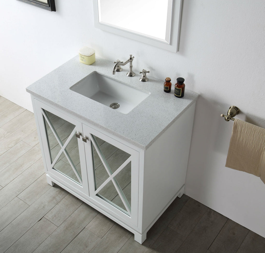 36" WOOD SINK VANITY WITH QUARTZ TOP-NO FAUCET IN WHITE WH7436-W