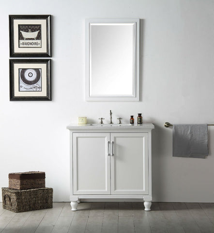 Image of 36" WOOD SINK VANITY WITH QUARTZ TOP-NO FAUCET IN WHITE