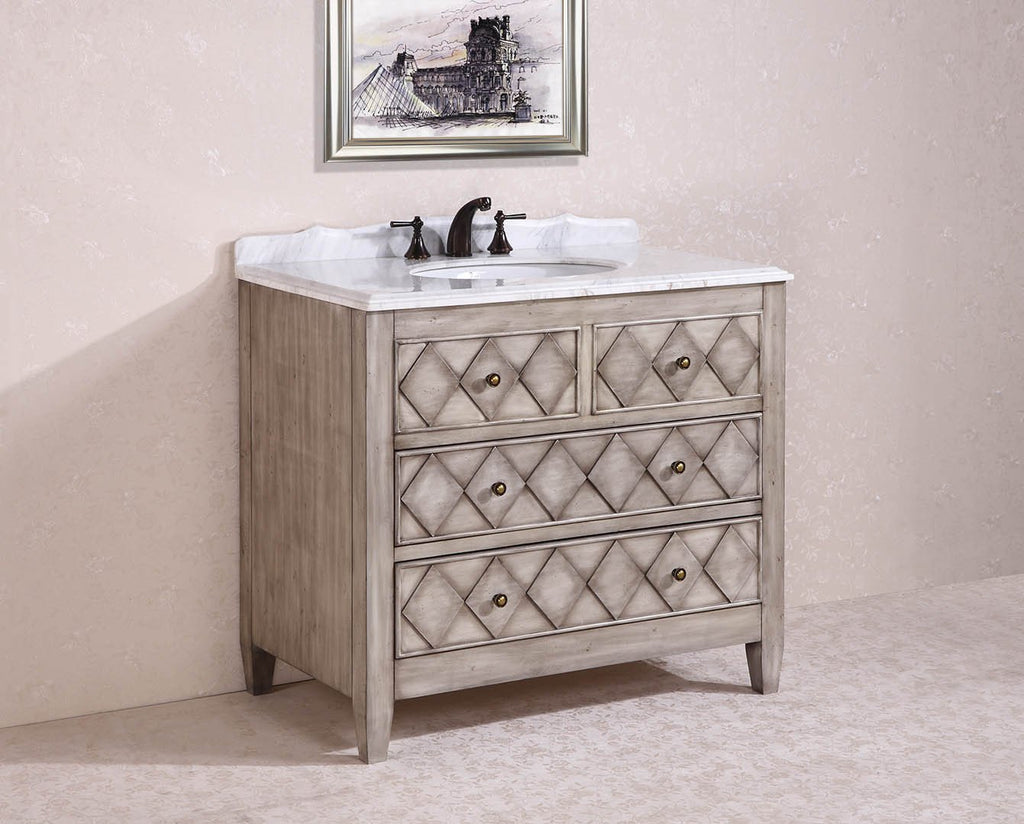 40" SOLID WOOD SINK VANITY WITH MARBLE TOP-NO FAUCET AND BACKSPLASH WH3940