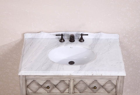 Image of 40" SOLID WOOD SINK VANITY WITH MARBLE TOP-NO FAUCET AND BACKSPLASH WH3940