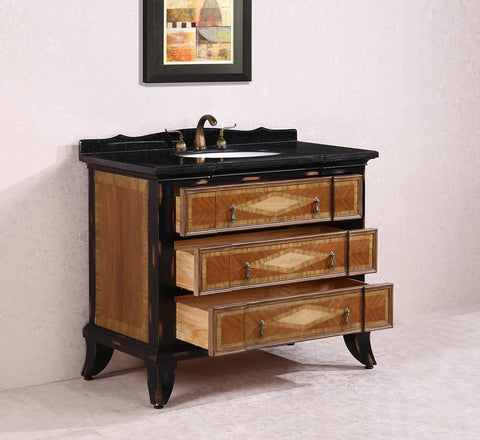 Image of 44" SOLID WOOD SINK VANITY WITH GRANITE-NO FAUCET AND BACKSPLASH WH2144